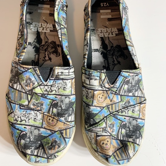 Multi Star Wars Ewok Print Youth Toms Size 2.5 - Picture 3 of 8